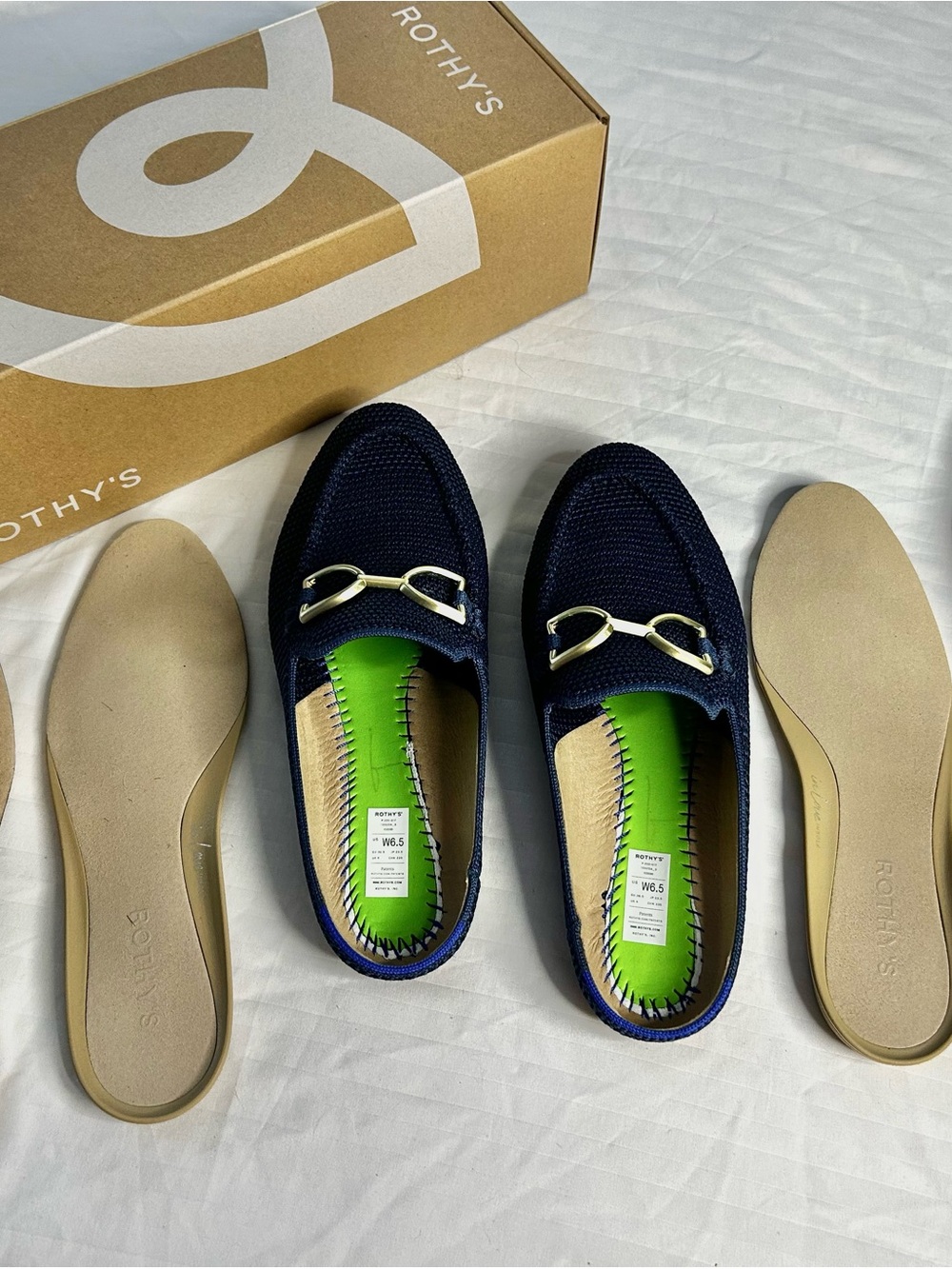 Rothy’s - The Double Bit Loafer Mule in Blue Raffia Knit in 6.5 - Picture 8 of 13